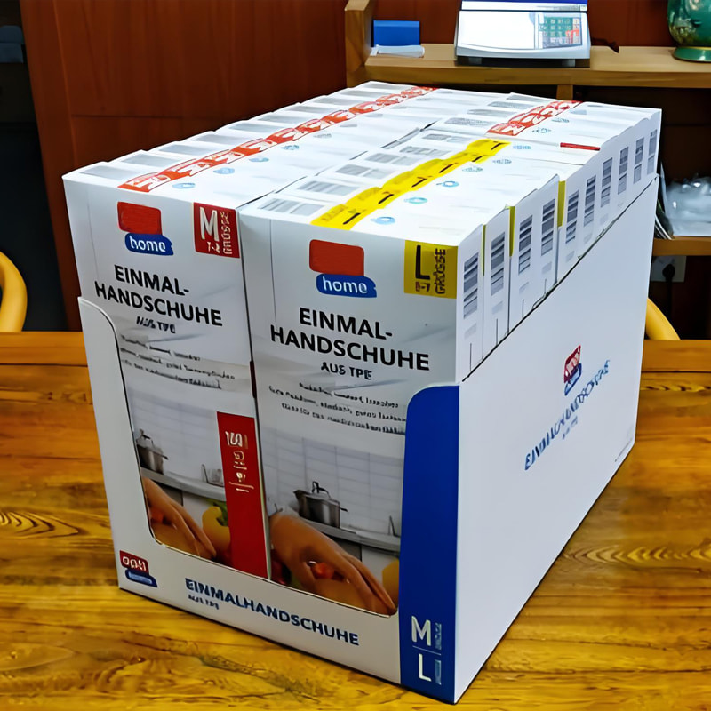 Ekologické a mäkké, sivobiele rukavice z TPE (bodkovaný vzor) Ekologické a mäkké, sivobiele rukavice z TPE (bodkovaný vzor)