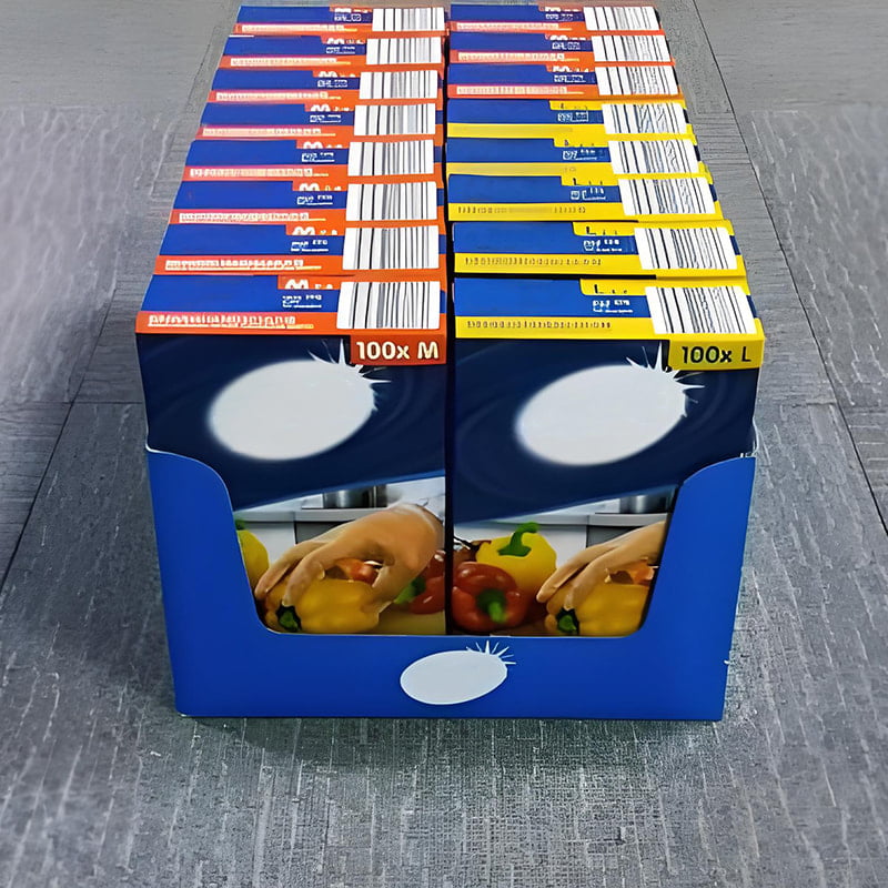 Ekologické a mäkké, sivobiele rukavice z TPE (bodkovaný vzor) Ekologické a mäkké, sivobiele rukavice z TPE (bodkovaný vzor)